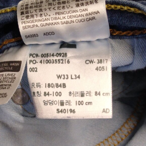 Levi's 514 Straight Fit Men's Jeans Tag: W33 L34 (Actual W32 L32) Blue Denim - Picture 7 of 9